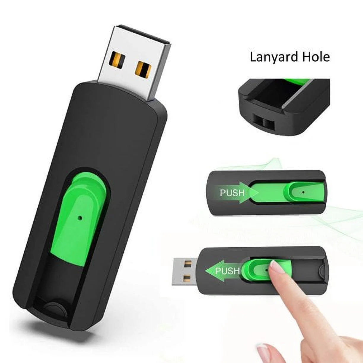 2 Pack 128 GB USB Flash Drive Memory Stick Retractable for Laptop Data Storage Backup