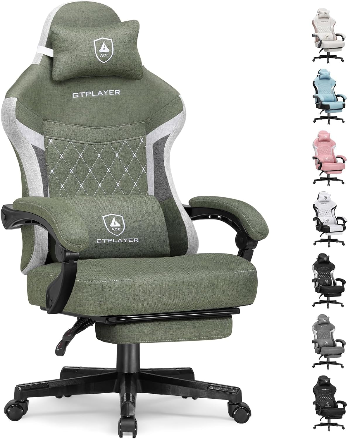 Gaming Chair, Fabric Computer Office Chair with Pocket Spring Cushion, Ergonomic Office and Gaming, Video Gaming Chair with Linkage Armrests, High Back Desk Chair with Adjustable Recliner