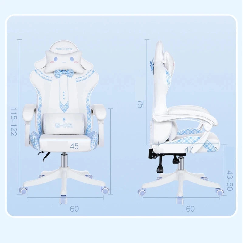 Hot Sale JK Gaming Chair Cute Pink Japanese Girl Upgradable Rotary Nгровые Cтуль Student Home Office Fixed Armrest Bow