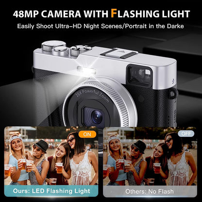 4K Digital Camera for Photography Autofocus 48MP Vlogging Camera for Youtube 16X Digital Zoom Cameras with SD Card