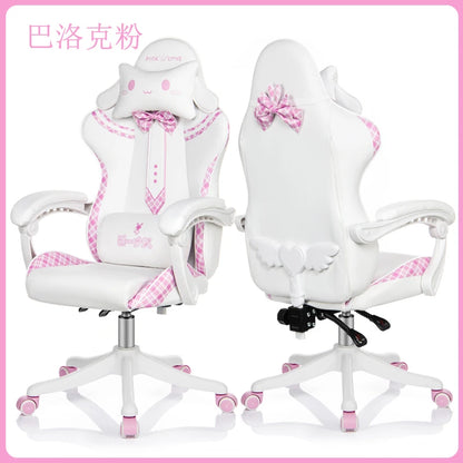 Hot Sale JK Gaming Chair Cute Pink Japanese Girl Upgradable Rotary Nгровые Cтуль Student Home Office Fixed Armrest Bow