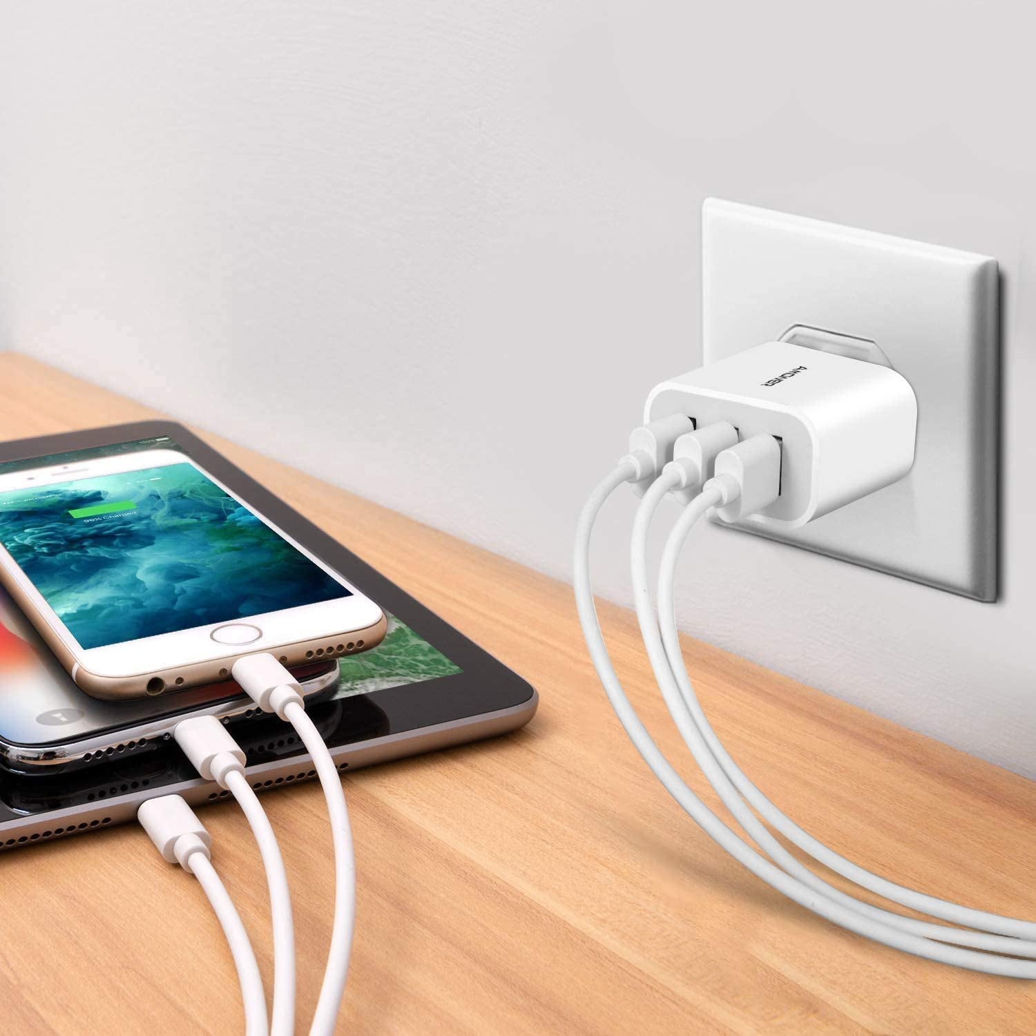 USB Wall Charger,  2Pack 15W 3-Port USB Charger Block Iphone Cube Charging Blocks for Iphone 14/13/12/11/X/XR/X/8/7/6, Galaxy, Android Phones and More | Fits Iphone 16/15/14/13/12/11/X/8, Galaxy, Android&Ipad Smart IC Fast Charge, 3 USB Ports for Home, Office & Travel