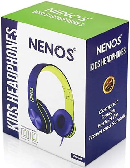 Kids Headphones Volume Limited over Ear Headphones for Kids Foldable Headphones for Children Boys Girls Toddler Ideal for Tablet, Smartphone, Laptop Headset for School, Travel (Lime)