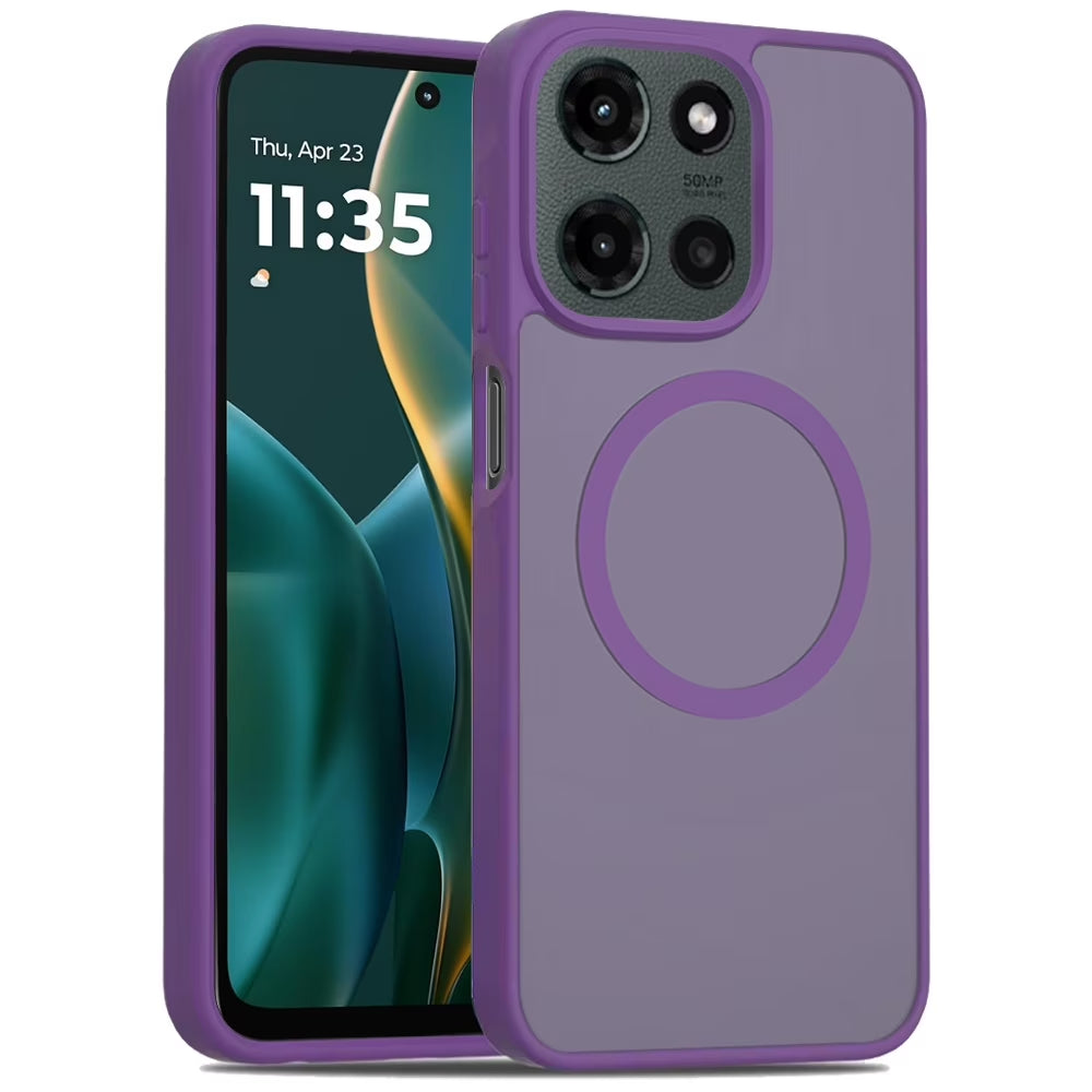 For Motorola Moto G 5G 2025 Case, Magsafe Compatible Case Hybrid Soft TPU Bumper Hard Translucent Matte Back Slim Shockproof Phone Cover (Light Purle)