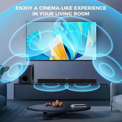 Sound Bar with Subwoofer,120W Soundbar for Smart TV Surround Sound Home Theater System Bluetooth 5.3 Audio Compatible with ARC, AUX, Optical