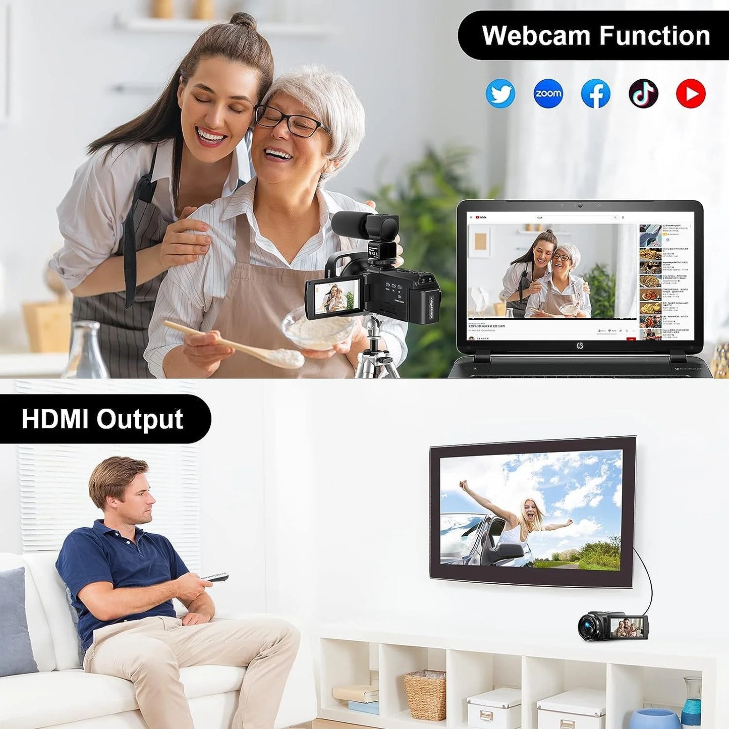 Video Camera Camcorder 4K for Youtube Vlogging Digital Camera IPS 48MP 16X Digital Zoom Camera Recorder
