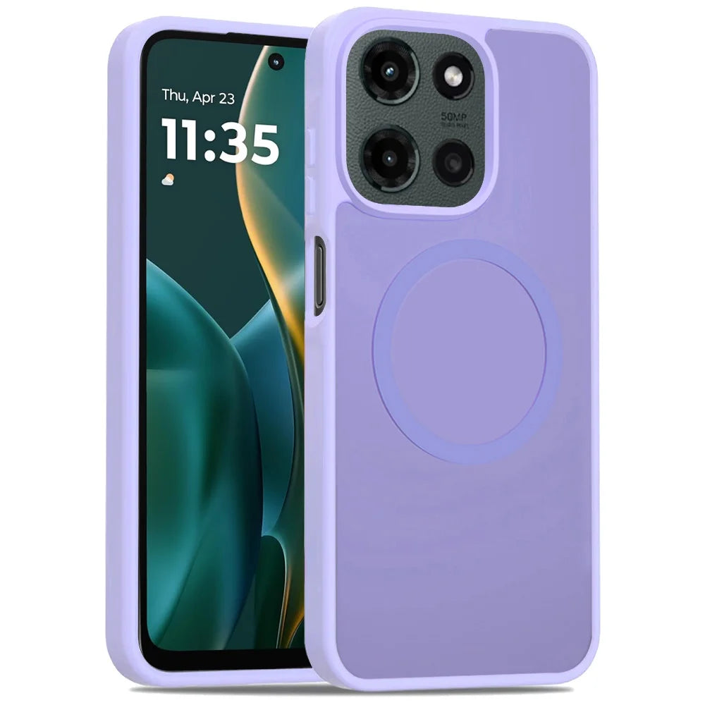 For Motorola Moto G 5G 2025 Case, Magsafe Compatible Case Hybrid Soft TPU Bumper Hard Translucent Matte Back Slim Shockproof Phone Cover (Light Purle)