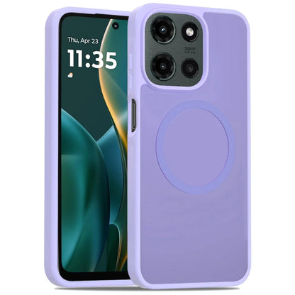 For Motorola Moto G 5G 2025 Case, Magsafe Compatible Case Hybrid Soft TPU Bumper Hard Translucent Matte Back Slim Shockproof Phone Cover (Light Purle)