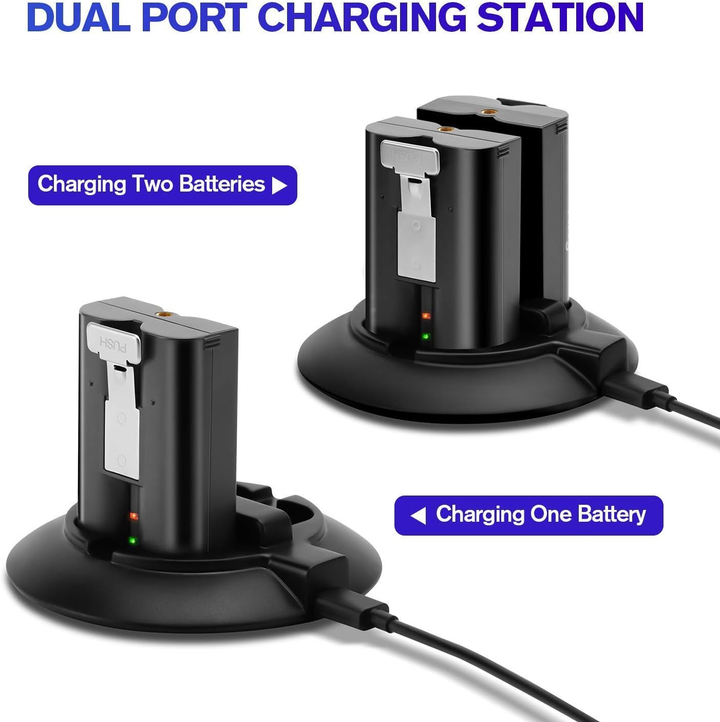 Battery Charger for Ring Rechargeable Batteries, Dual Charging Station with 5V 1A Adapter, Compatible with Ring Doorbell 2/3/4, Spotlight Camera & Stick up Cam, Indoor and Outdoor Use (No Batteries)
