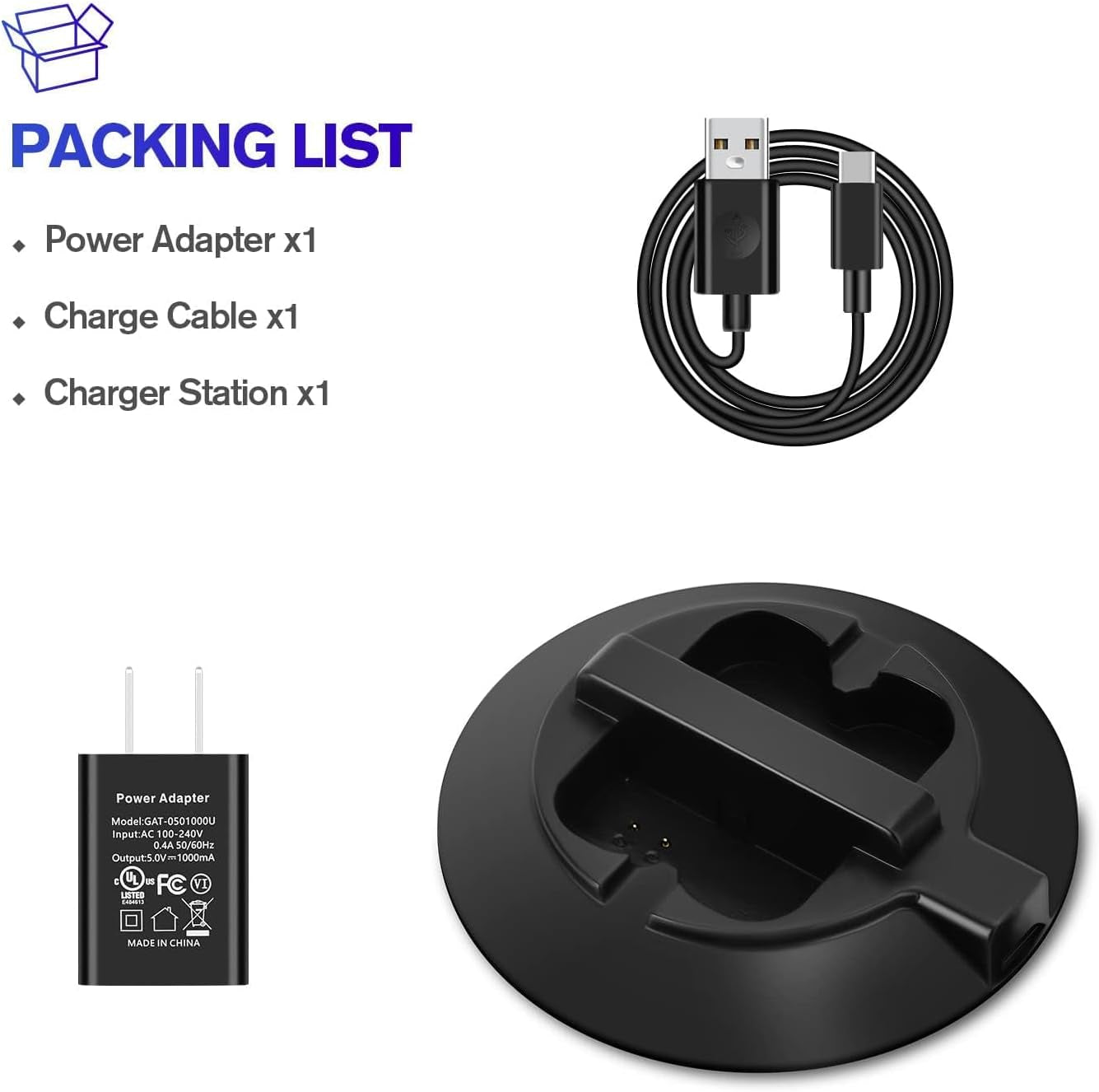 Battery Charger for Ring Rechargeable Batteries, Dual Charging Station with 5V 1A Adapter, Compatible with Ring Doorbell 2/3/4, Spotlight Camera & Stick up Cam, Indoor and Outdoor Use (No Batteries)