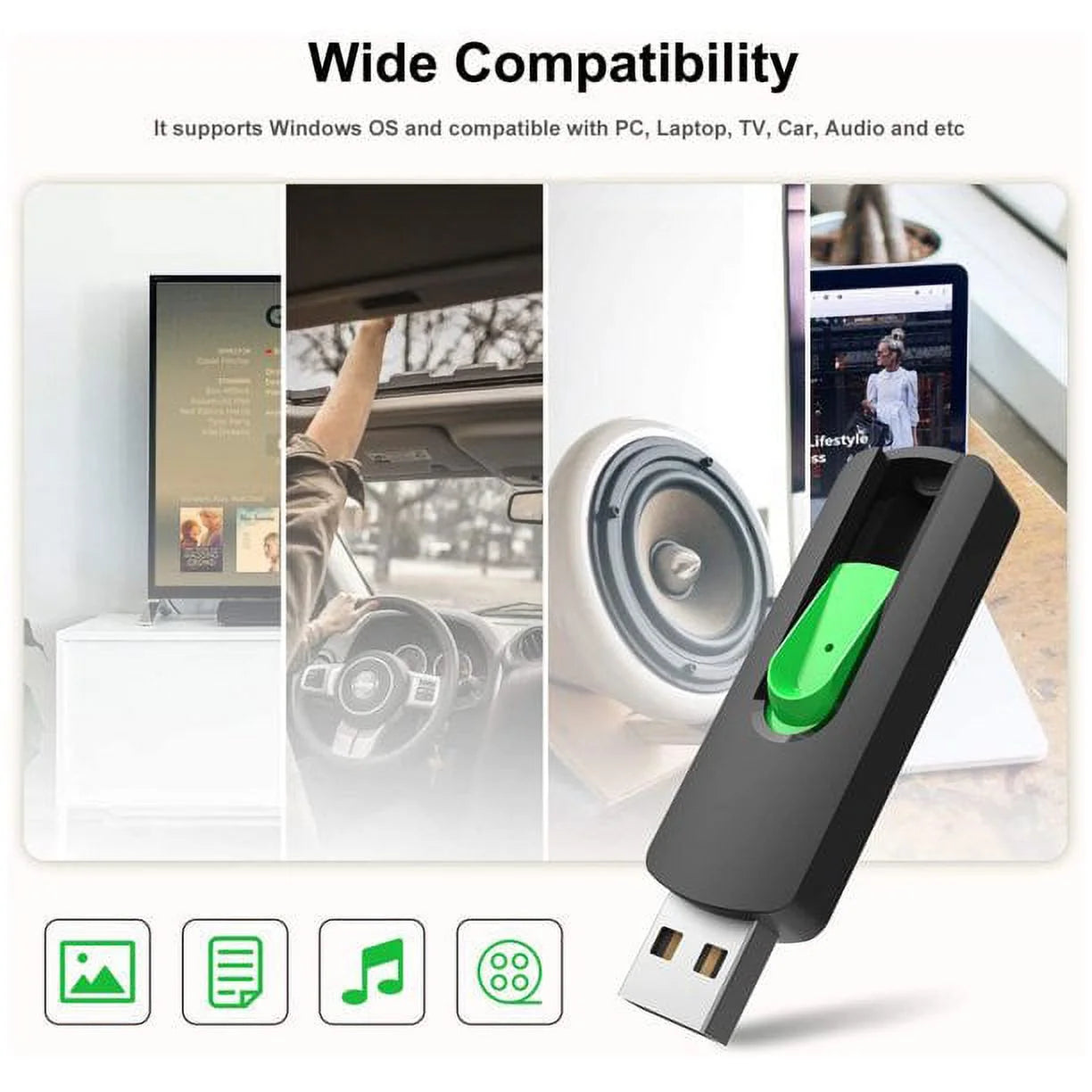 2 Pack 128 GB USB Flash Drive  Memory Stick Retractable for Laptop Data Storage Backup