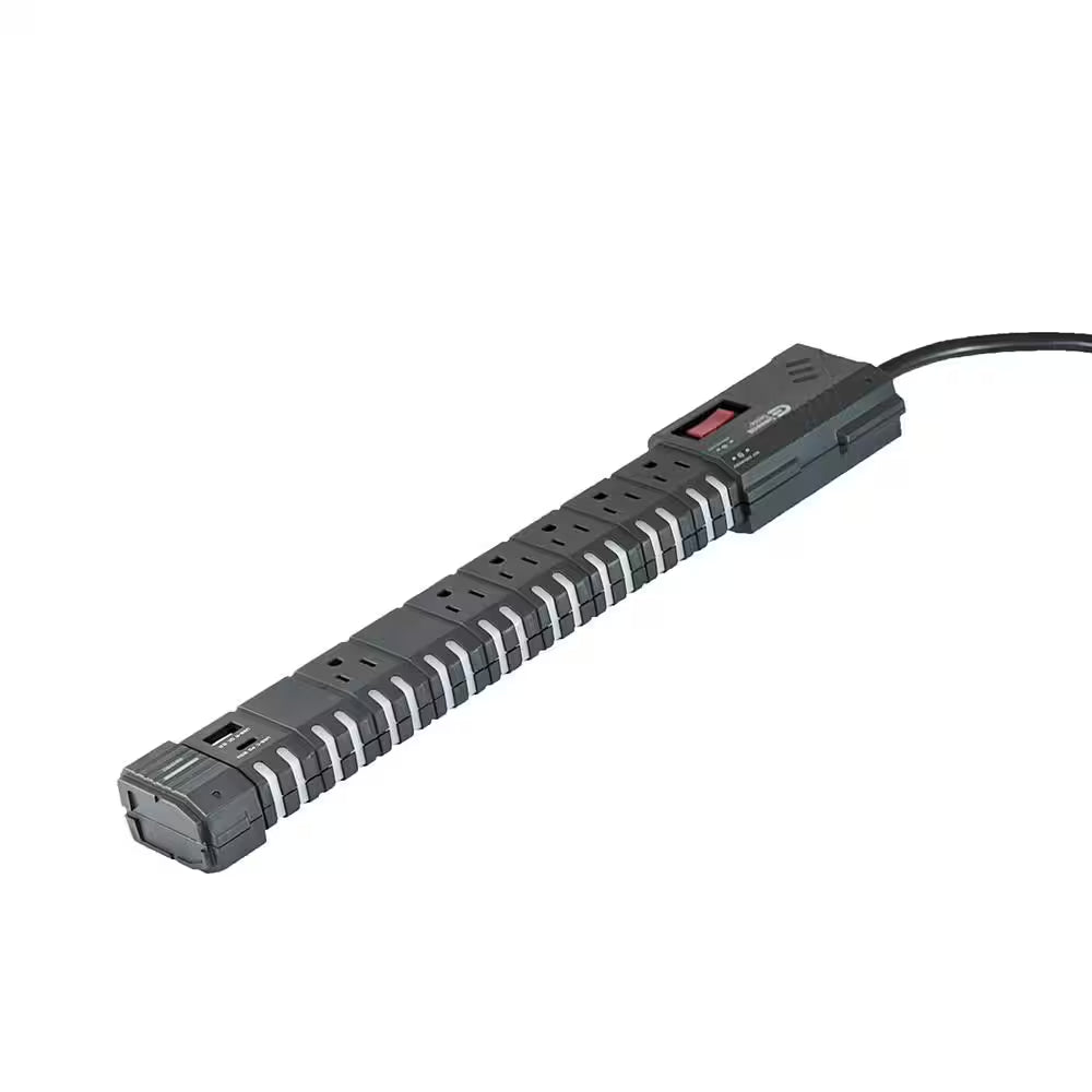 6 Ft. 6-Outlet RGB Gaming Surge Protector with 1 USB-A and 1 USB-C, Black
