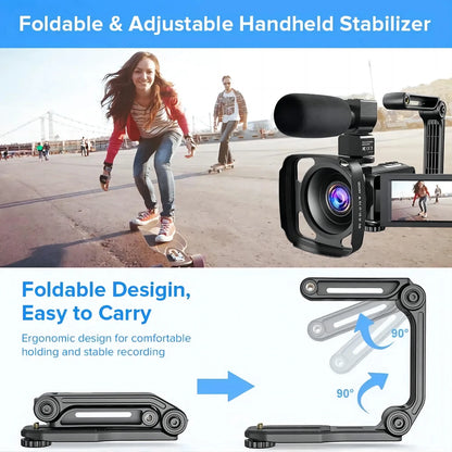 Video Camera Camcorder 4K for Youtube Vlogging Digital Camera IPS 48MP 16X Digital Zoom Camera Recorder
