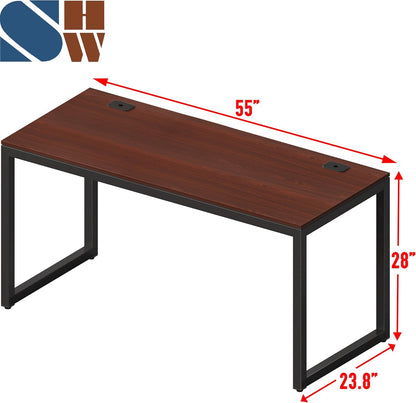 55-Inch Commercial-Grade Office Computer Desk, Cherry | 10-Year Limited Warranty