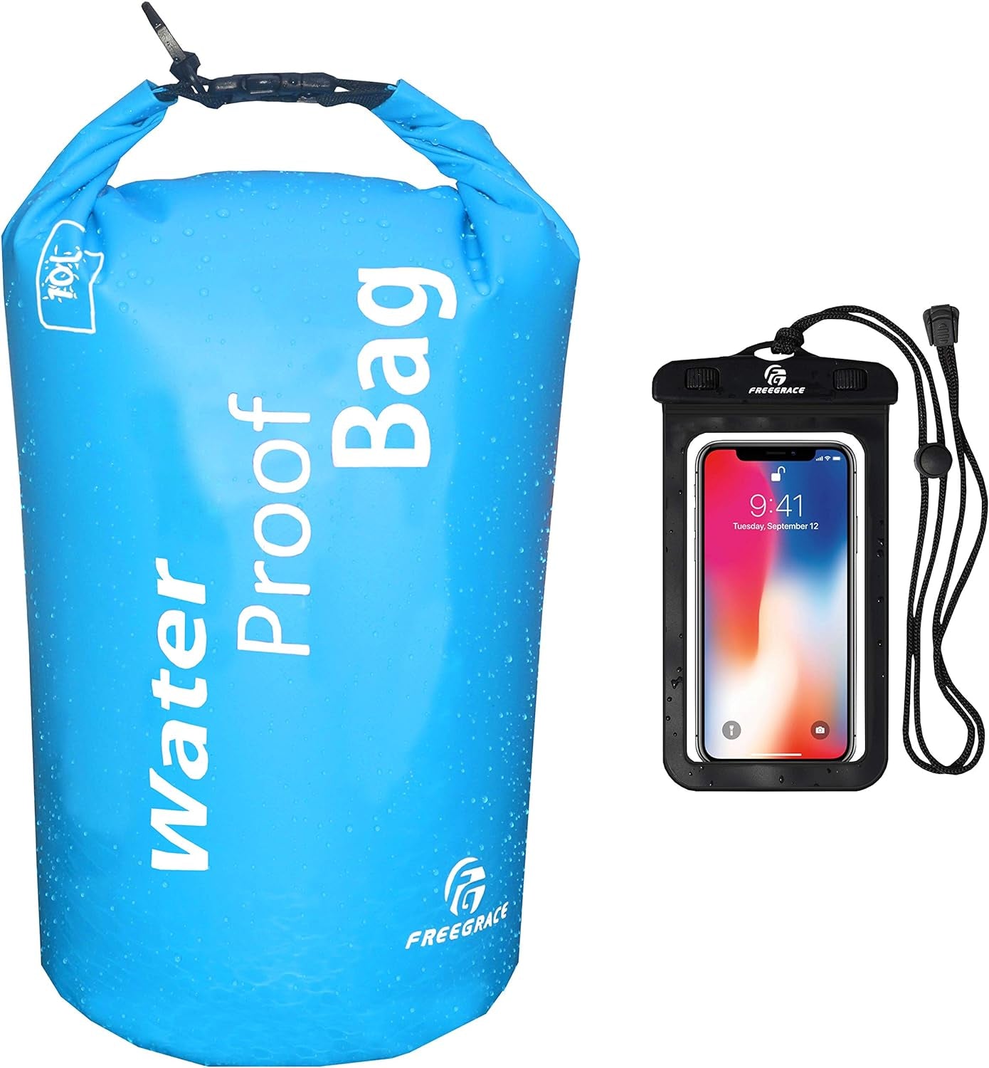 Lightweight Floating Dry Bag and Waterproof Phone Case Set, Double Zip-Lock Dry Sack for Water Sports, Rafting, Beach and Camping