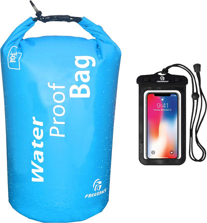 Lightweight Floating Dry Bag and Waterproof Phone Case Set, Double Zip-Lock Dry Sack for Water Sports, Rafting, Beach and Camping