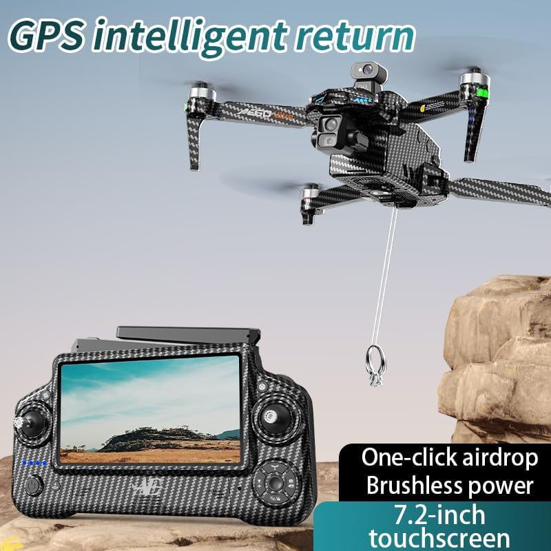 AE60 Drone with Camera 4K for Adults & Beginners, GPS Drone with 3-Axis Gimbal, 1.3Lb Payload Release and Drop, 1968FT Long Range, 45 Min Flight Time, 360° Obstacle Avoidance, Night Vision FPV Drone with 7.2" Screen Controller, Foldable (2 Batteries)
