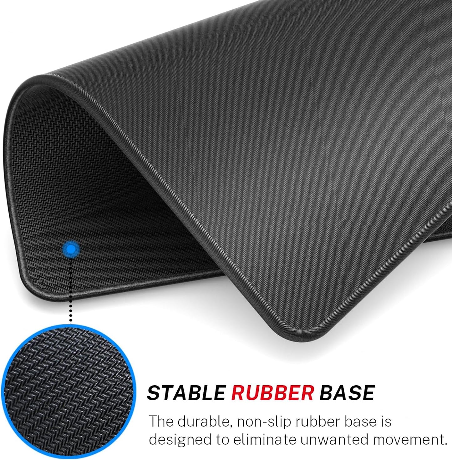 Essential Office & Gaming Mouse Pad, 30% Larger, 8.5” X 11” In, Black | Anti-Fray Stitched Edges, Premium Textured Surface, Non-Slip Rubber Base, Water and Stain Resistant Protection