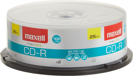 4T40350 -  48X Write-Once CD-R Spindle for Data - 25 Disc Spindle | Ideal for Storage, Data Exchange & Multimedia Projects - Premium Noise-Free Recording Surface, Plays on Any CD Drive, 700MB