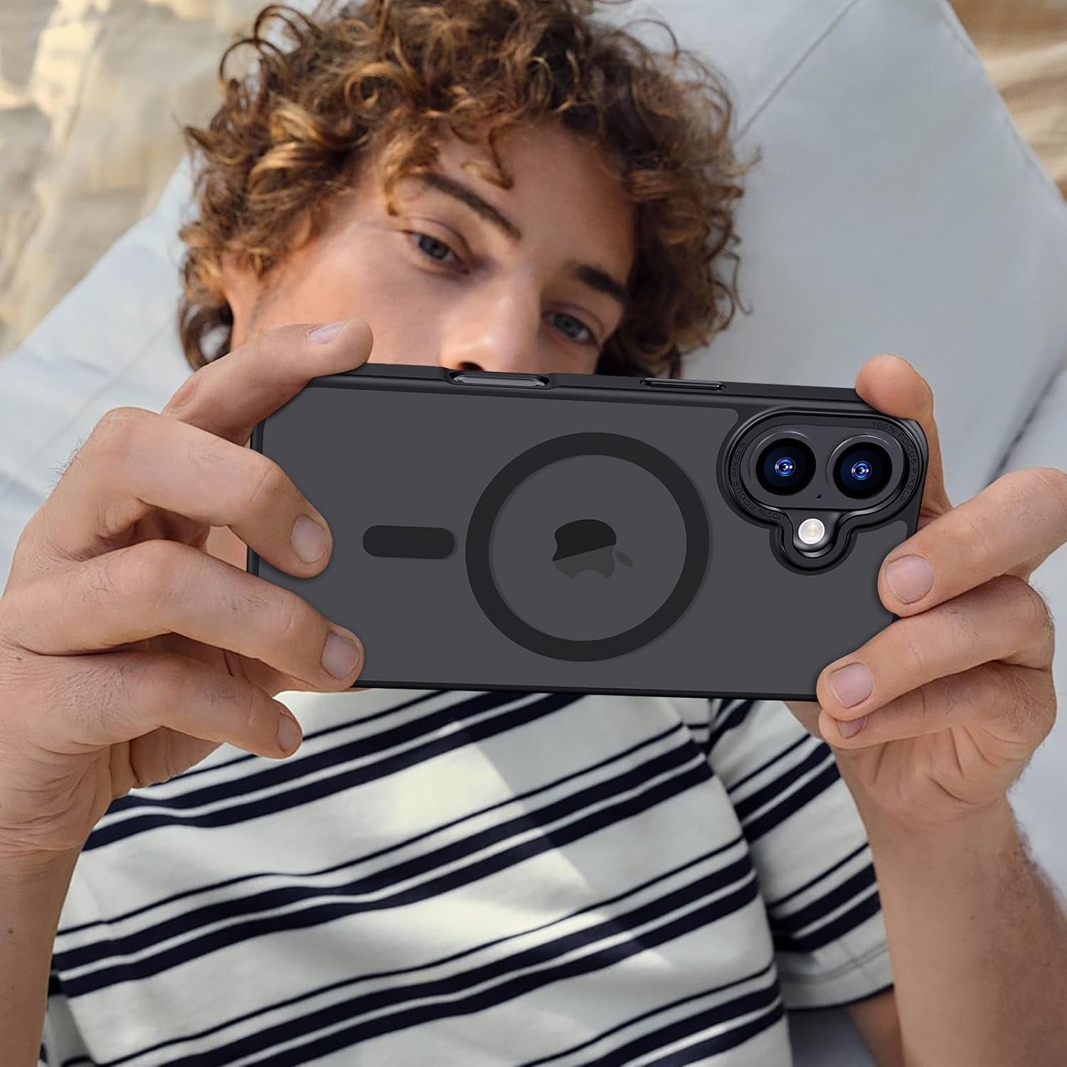 Case for Iphone 16 plus Case Magnetic Phone Case Compatible with Magsafe, Soft TPU Bumper Hard Translucent Matte Back Slim Fit Shockproof Protective Cover for Men Women Girls - Black