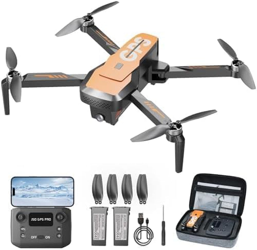 Drones with Camera for Adults 4K - GPS Drone with Auto Return, Brushless Motor, Foldable Mini RC Quadcopter for Kids Beginners with FPV Live Video, Follow Me, 2 Batteries Long Flight Time under 249G
