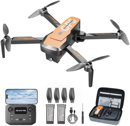 Drones with Camera for Adults 4K - GPS Drone with Auto Return, Brushless Motor, Foldable Mini RC Quadcopter for Kids Beginners with FPV Live Video, Follow Me, 2 Batteries Long Flight Time under 249G