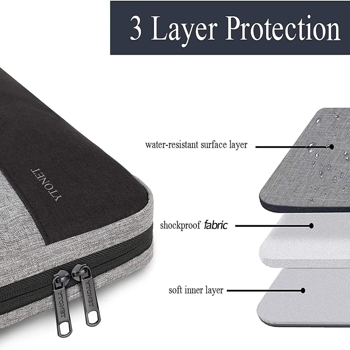 Laptop Case 16 Inch, 15-15.6 Inch TSA Laptop Sleeve Computer Bag | Water Resistant Computer Case Carrying Cover Compatible for Macbook Pro, Acer, Lenovo, HP, Dell, Gifts for Men Women, Grey
