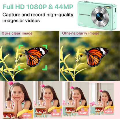 1080P Digital Camera 16X Digital Zoom Compact Point and Shoot Camera Portable Small Camera Starter Camera with 32GB Card for Teens Students Boys Girls Seniors(Green)