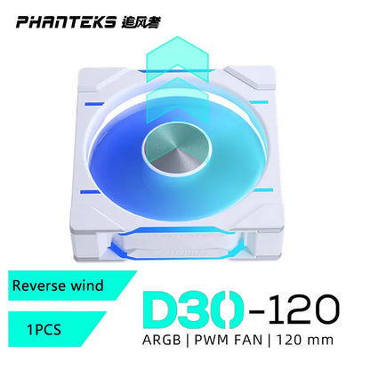 Phanteks D30-120 Case 120Mm Fan Regula/ Reverse Airflow 4Pin PWM, 30Mm Thick/ Four-Sided Magic Color Wireless Stitching