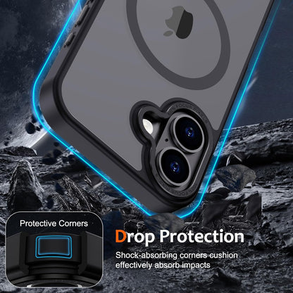 Case for Iphone 16 plus Case Magnetic Phone Case Compatible with Magsafe, Soft TPU Bumper Hard Translucent Matte Back Slim Fit Shockproof Protective Cover for Men Women Girls - Black