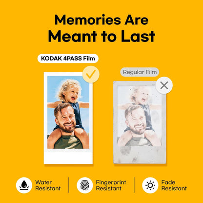 KODAK Mini 2 Retro 2X3 Portable Photo Printer, 4PASS, 8 Sheets, White | Bluetooth, Iphone & Android Smartphone Compatible, Smudge-Proof, Water-Resistant, Fade-Resistant