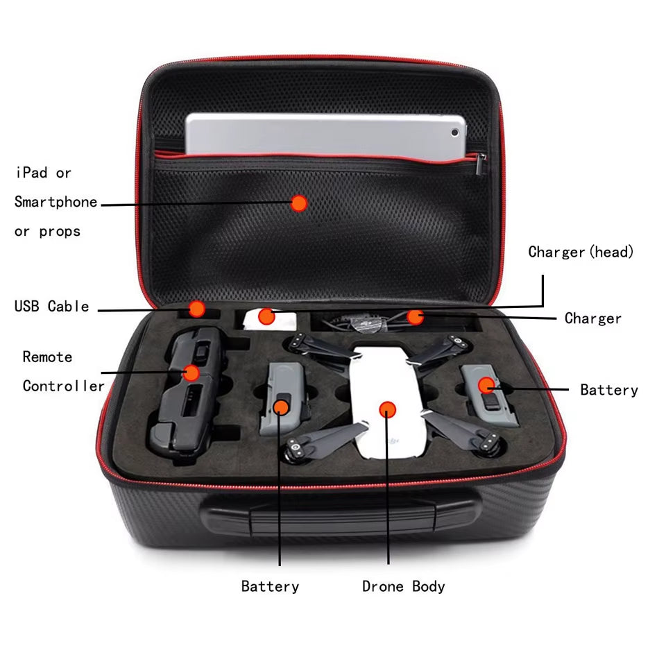 Anordsem Portable EVA Hard Bag Storage Case Carry Drone Bags Shoulder Strap Drone Accessories for  Spark Drone Mount Box