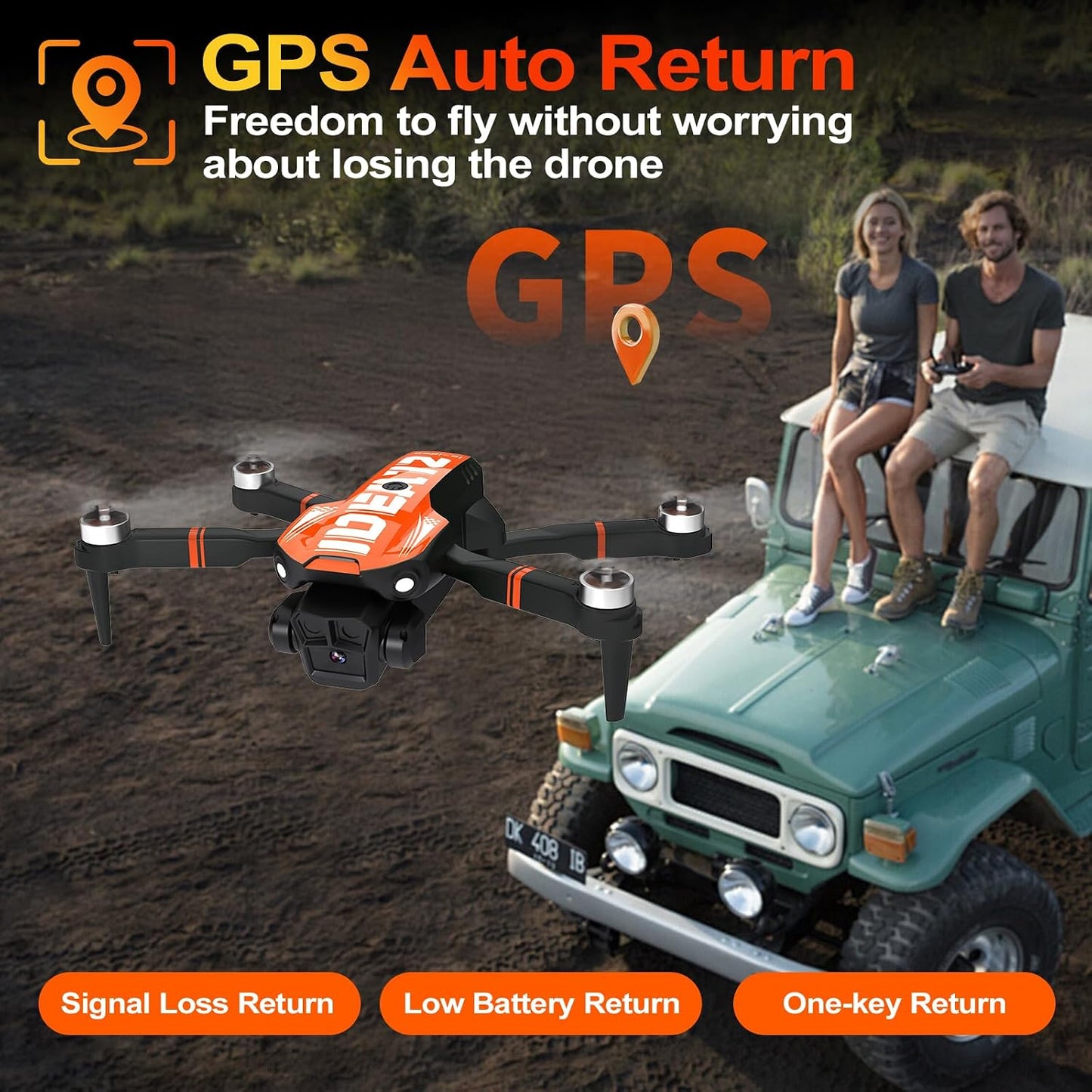 GPS Drone with Camera for Adults, IDEA12GPS Drone with Camera 4K | Brushless Motor, Auto Return Home, Follow Me, Foldable, RC Quadcopter for Beginners Foldable Toys Gifts, under 249G