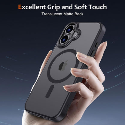 Case for Iphone 16 plus Case Magnetic Phone Case Compatible with Magsafe, Soft TPU Bumper Hard Translucent Matte Back Slim Fit Shockproof Protective Cover for Men Women Girls - Black