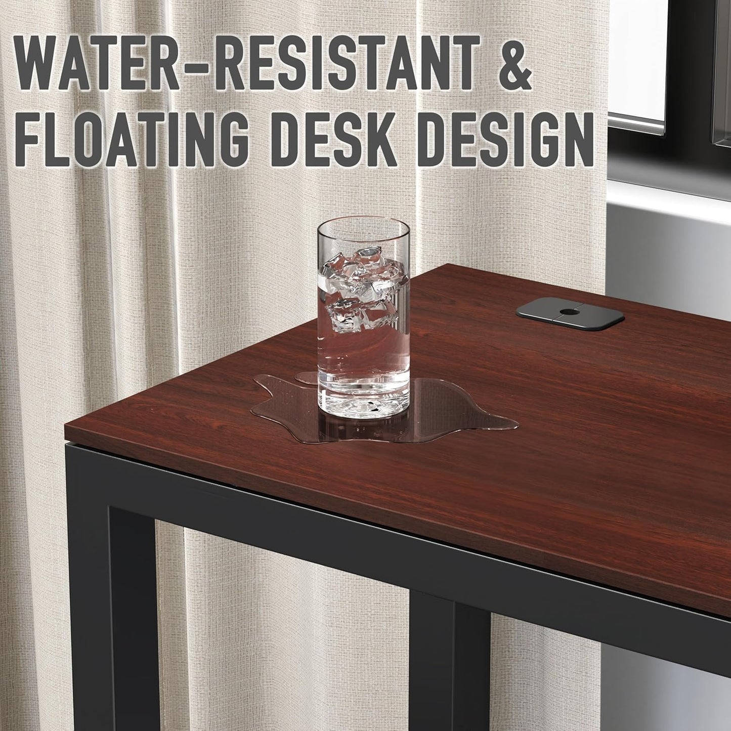 55-Inch Commercial-Grade Office Computer Desk, Cherry | 10-Year Limited Warranty