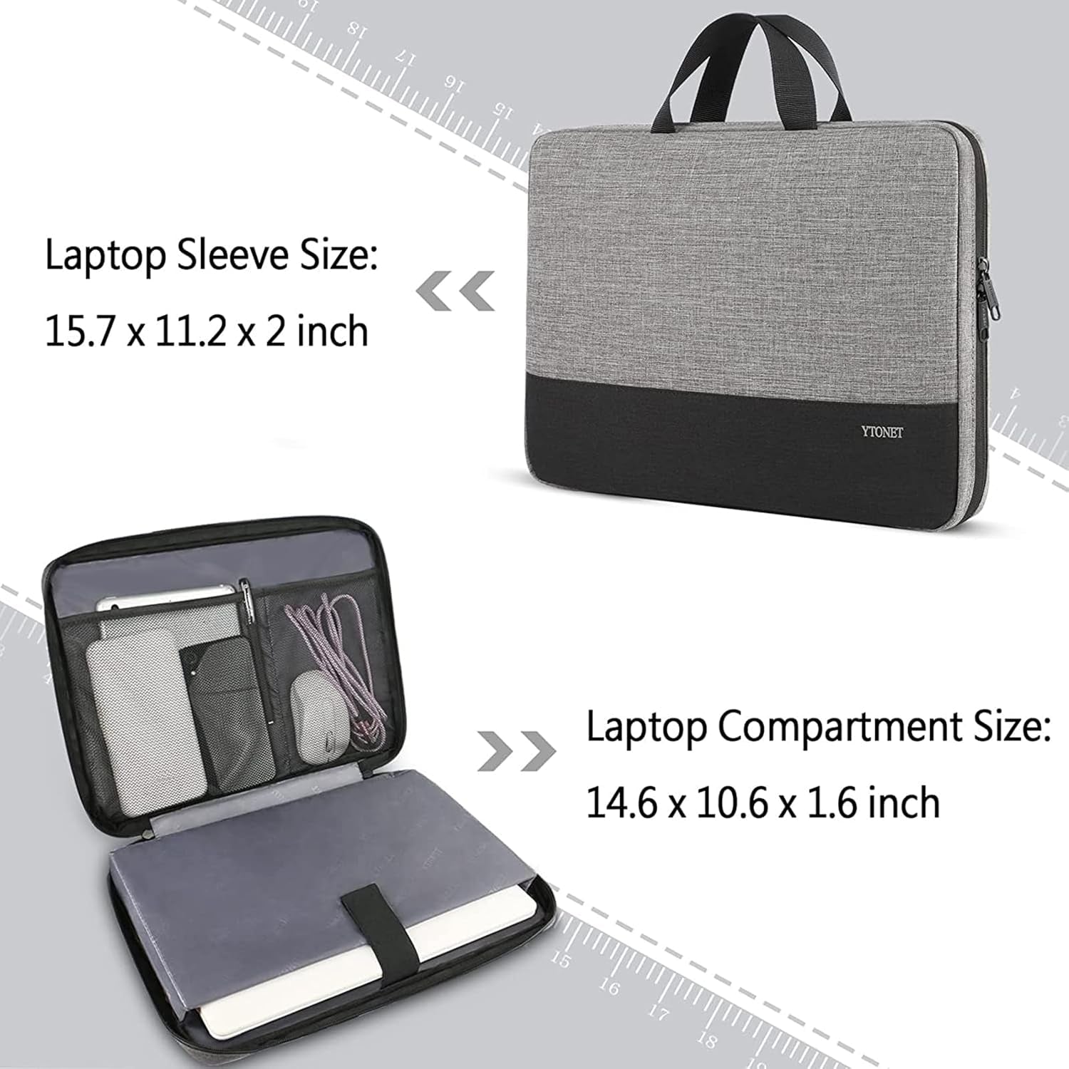 Laptop Case 16 Inch, 15-15.6 Inch TSA Laptop Sleeve Computer Bag | Water Resistant Computer Case Carrying Cover Compatible for Macbook Pro, Acer, Lenovo, HP, Dell, Gifts for Men Women, Grey