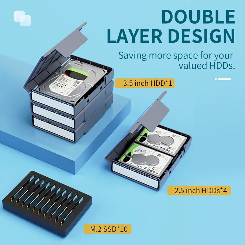 2.5 3.5' Portable Hard Disk Protection Case Hard Drive External Storage Case with Waterproof and Shockproof Hard Drive Box
