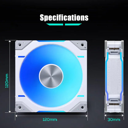 Phanteks D30-120 Case 120Mm Fan Regula/ Reverse Airflow 4Pin PWM, 30Mm Thick/ Four-Sided Magic Color Wireless Stitching