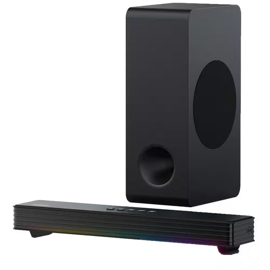 BT 5.3 Sound Bar Sound System with Subwoofer, RGB Light, Audio Sync Surround, HD-ARC/AUX/USB for Smart TV 3. 1CH/PC