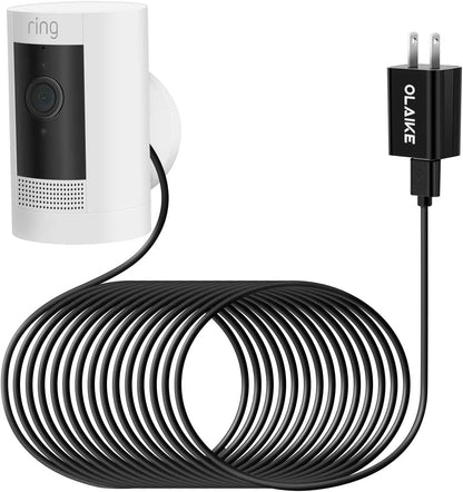 8M/26Ft Charge Cable with DC Power Adapter Compatible with Ring Stick up Cam Battery 3Rd Gen/2Nd Gen/Plug-In, Weatherproof Cable to Continuously Charge Your Camera, Black