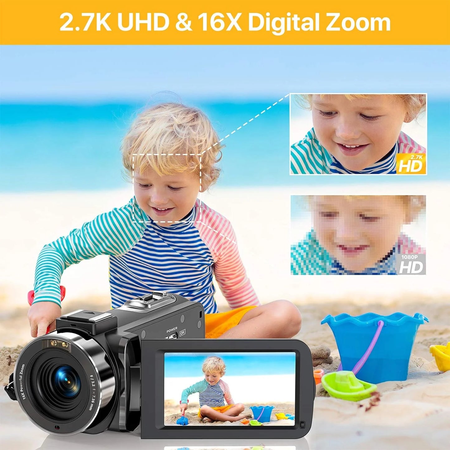 Video Camera Camcorder 4K for Youtube Vlogging Digital Camera IPS 48MP 16X Digital Zoom Camera Recorder