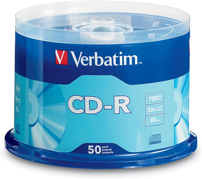 CD-R Blank Discs 700MB 80 Minutes 52X Recordable Disc for Data and Music - 50 Pack Spindle,Silver | 700MB Capacity with 52X Speed and 50 Pack Spindle for Archiving, Music and Data Storage