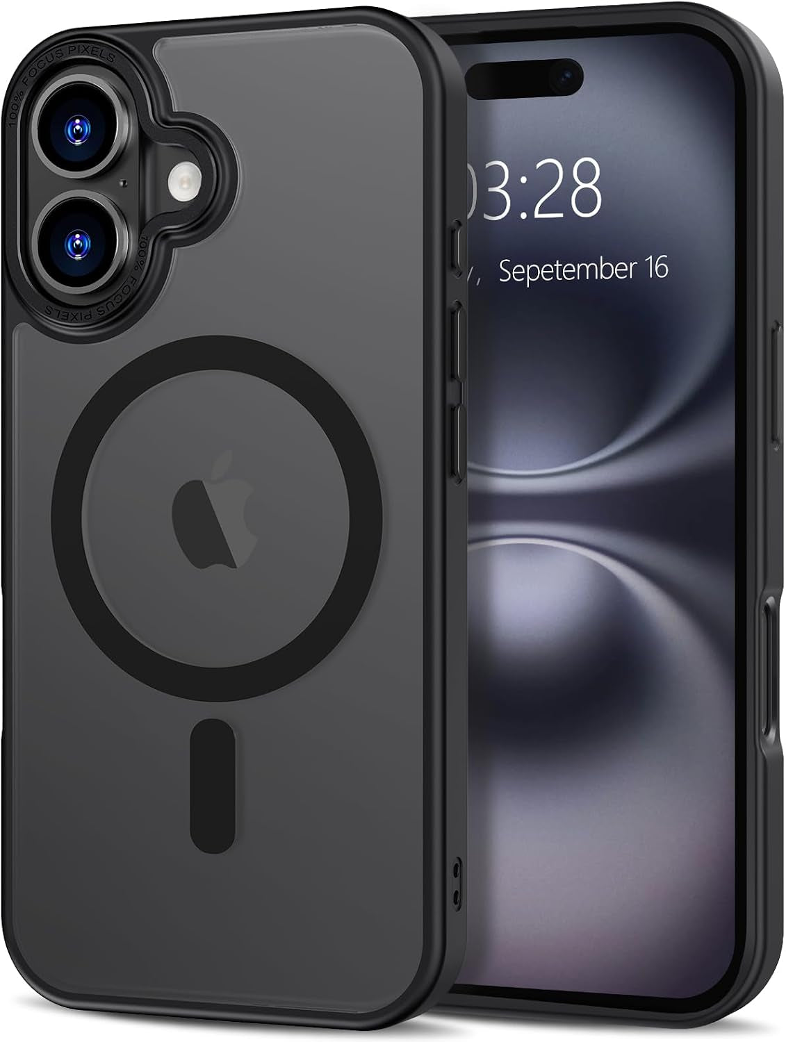 Case for Iphone 16 plus Case Magnetic Phone Case Compatible with Magsafe, Soft TPU Bumper Hard Translucent Matte Back Slim Fit Shockproof Protective Cover for Men Women Girls - Black