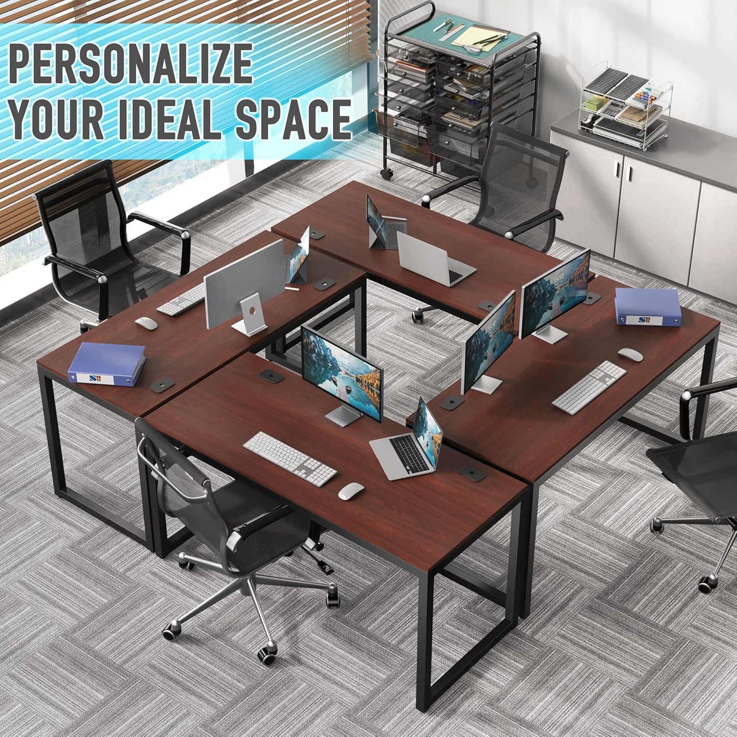 55-Inch Commercial-Grade Office Computer Desk, Cherry | 10-Year Limited Warranty