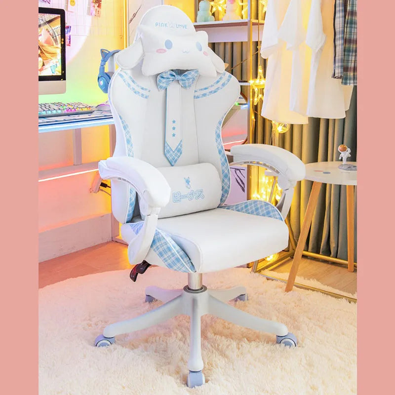 Hot Sale JK Gaming Chair Cute Pink Japanese Girl Upgradable Rotary Nгровые Cтуль Student Home Office Fixed Armrest Bow
