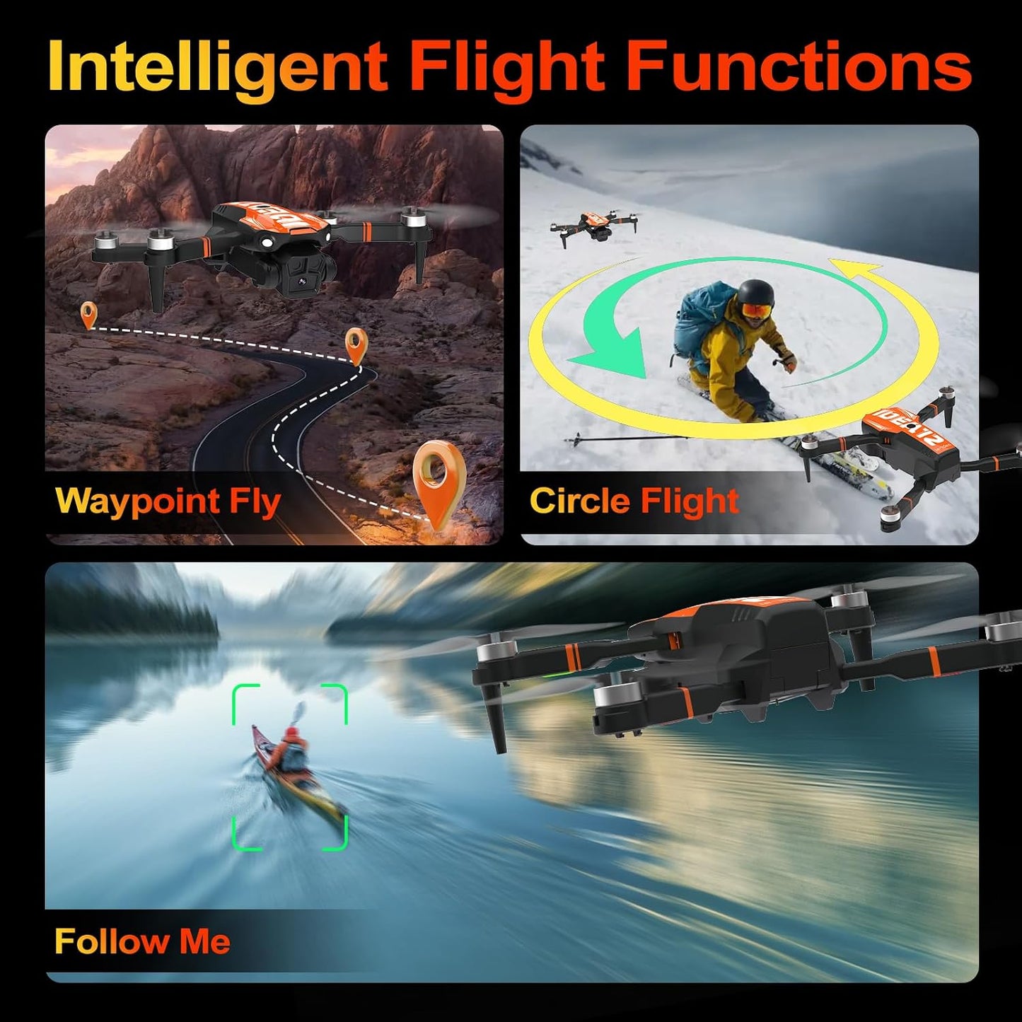 GPS Drone with Camera for Adults, IDEA12GPS Drone with Camera 4K | Brushless Motor, Auto Return Home, Follow Me, Foldable, RC Quadcopter for Beginners Foldable Toys Gifts, under 249G