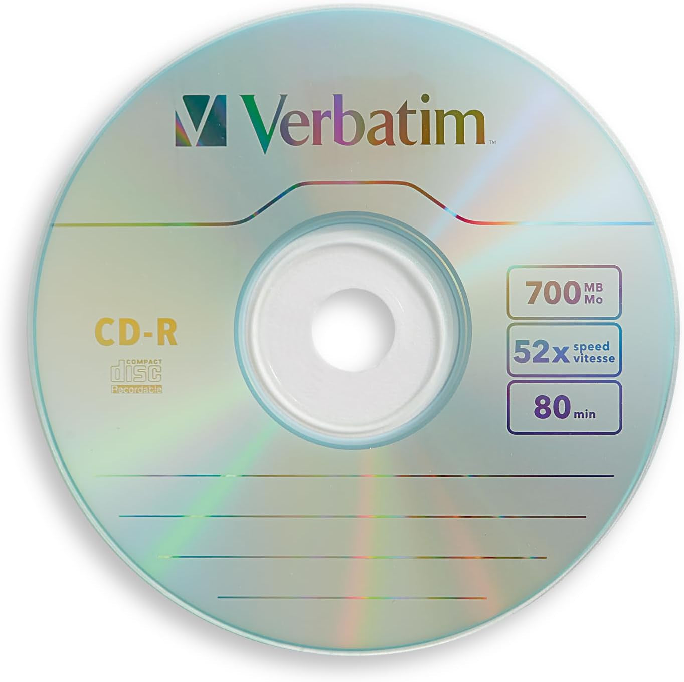 CD-R Blank Discs 700MB 80 Minutes 52X Recordable Disc for Data and Music - 50 Pack Spindle,Silver | 700MB Capacity with 52X Speed and 50 Pack Spindle for Archiving, Music and Data Storage
