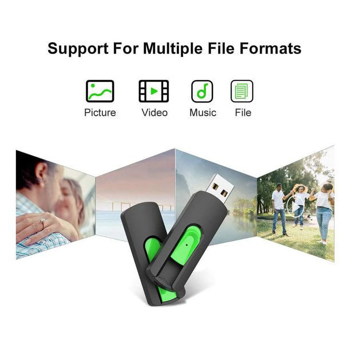 2 Pack 128 GB USB Flash Drive  Memory Stick Retractable for Laptop Data Storage Backup