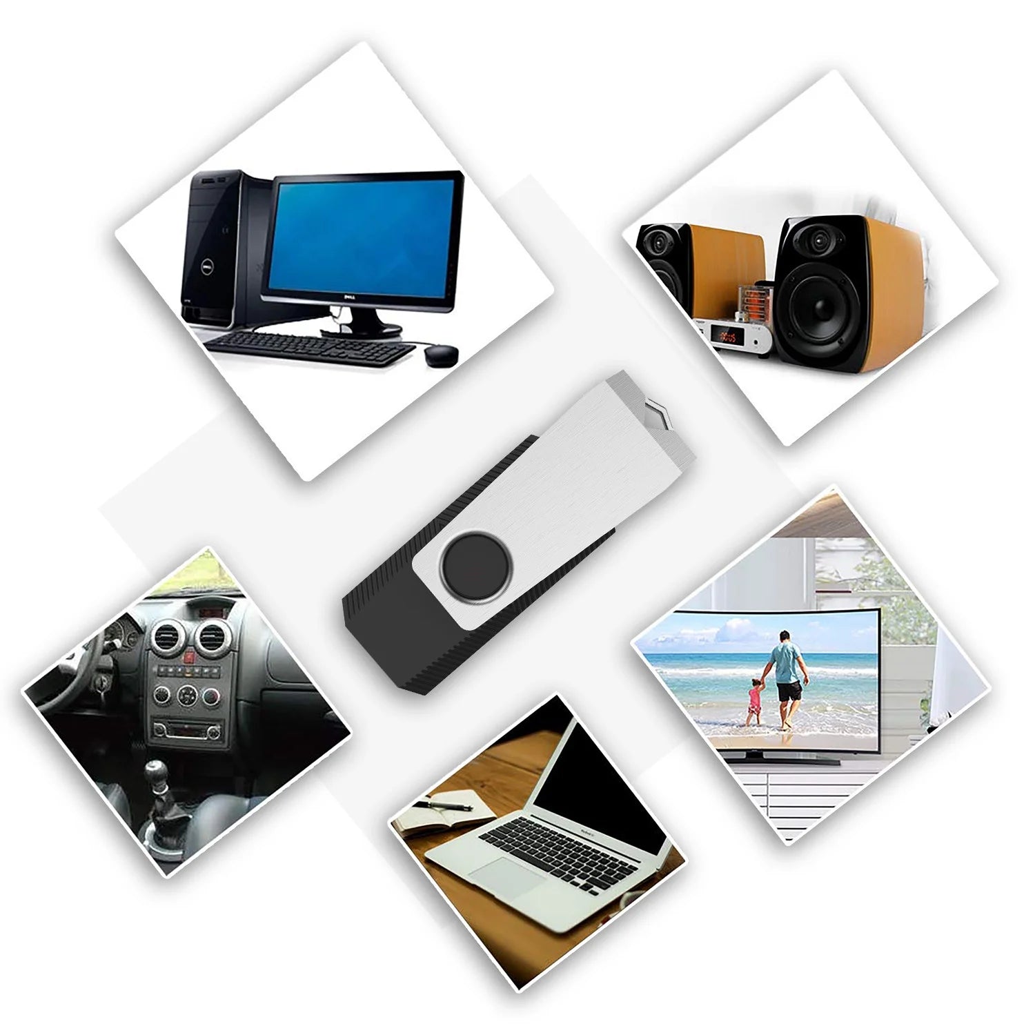16GB USB 2.0 Flash Drive 10 Pack with 360° Protective Cap