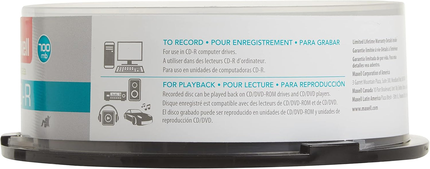 4T40350 -  48X Write-Once CD-R Spindle for Data - 25 Disc Spindle | Ideal for Storage, Data Exchange & Multimedia Projects - Premium Noise-Free Recording Surface, Plays on Any CD Drive, 700MB